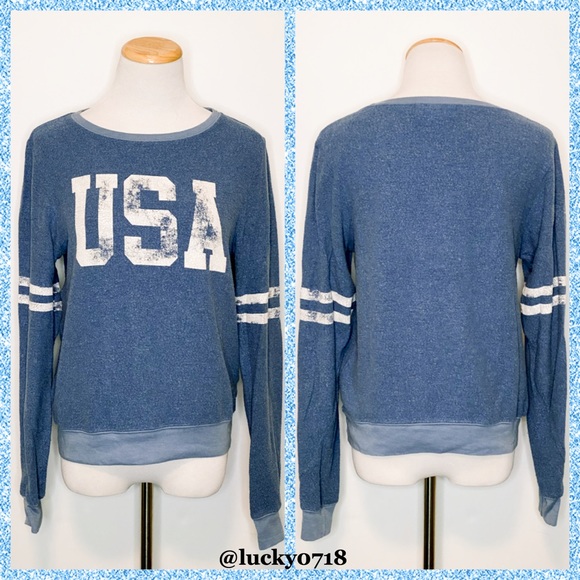 Wildfox Blue & White USA Pullover Sz XS - Picture 2 of 7